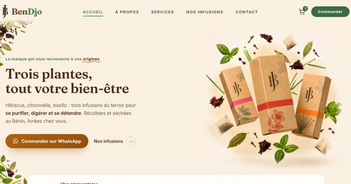 BenDjo — Site vitrine & tunnel de commande WhatsApp