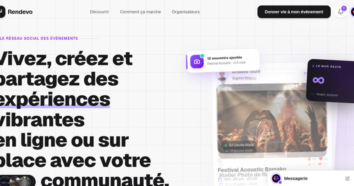 Rendevo — Plateforme sociale d'événements